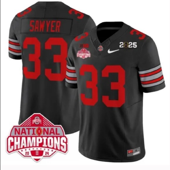 Jack Sawyer 2025 CFP National CH Black Stitched Jersey